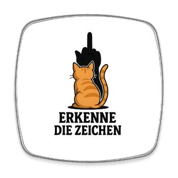 Katze mit Mittelfinger - Viereckiger Kühlschrankmagnet - Weiß - Vorne