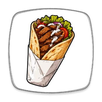 Wrap de burrito au poulet croustillant - Magnet carré - blanc - Devant