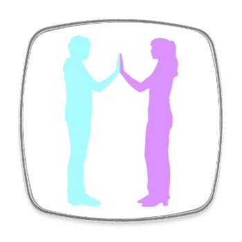 People Group Silhouette Friends Team Together - Square fridge magnet - white - Front