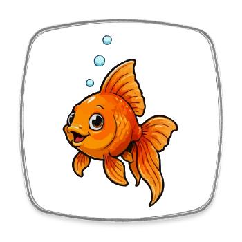 Cheerful Goldfish Cartoon - Square fridge magnet - white - Front