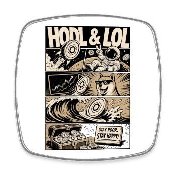 HODL LOL Crypto Meme Comic - Square fridge magnet - white - Front
