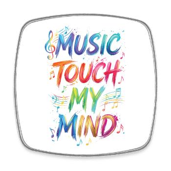 Music Touch My Mind Quote Text Painting Print - Square fridge magnet - white - Front