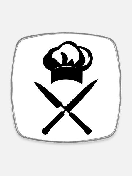 T-shirt Cuisine Chef - Cooking Master Icon - Magnet carré - blanc