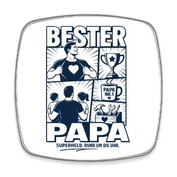 Bester Papa Superheld Design - Viereckiger Kühlschrankmagnet - Weiß - Vorne