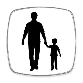 Father Child Silhouette Walking Family Dad Love - Square fridge magnet - white - Front
