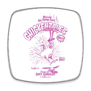 Purple Retro Spicy Chicken - Square fridge magnet - white - Front