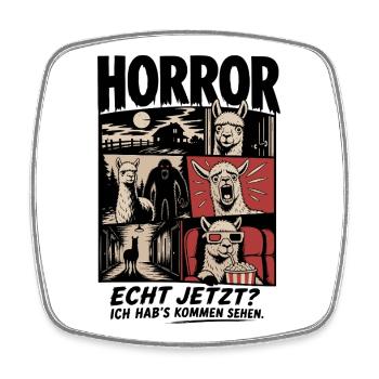 Horror Llama Movie Night - Viereckiger Kühlschrankmagnet - Weiß - Vorne