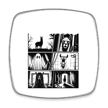 Llama Nightmares Horror Comic - Viereckiger Kühlschrankmagnet - Weiß - Vorne