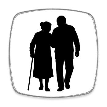 Großeltern Enkelkind Silhouette Spazieren Familie - Viereckiger Kühlschrankmagnet - Weiß - Vorne