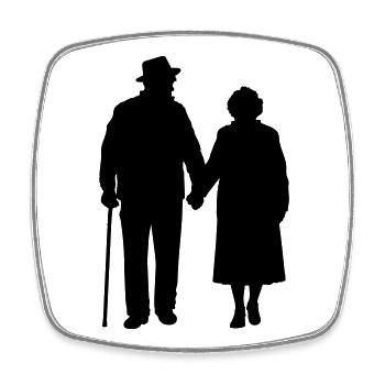 Grandparents Grandchild Silhouette Walking Family - Square fridge magnet - white - Front