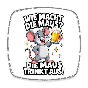 Party Maus Prost - Viereckiger Kühlschrankmagnet - Weiß - Vorne
