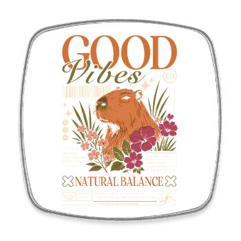 Vibes Capybara Design - Square fridge magnet - white - Front