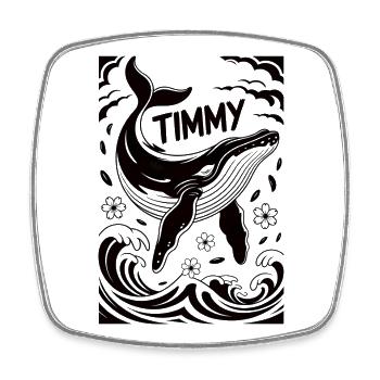 Timmy la Baleine - Magnet carré - blanc - Devant