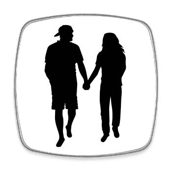Couple Silhouette Amour Romance Petit ami de la Saint-Valentin - Magnet carré - blanc - Devant
