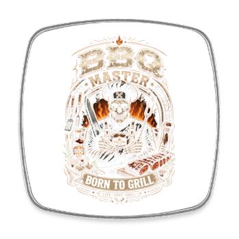 Master BBQ Skeleton Grill - Barbecue humor - Square fridge magnet - white - Front