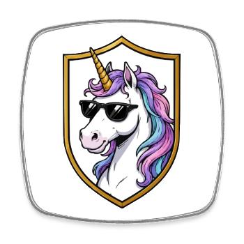Sonnenbrillen-Unicorn Schild - Viereckiger Kühlschrankmagnet - Weiß - Vorne
