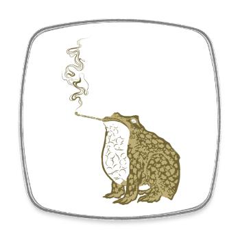 Funky Japanese frog smoking - Square fridge magnet - white - Front