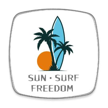 Sonne Surf Freiheit - Viereckiger Kühlschrankmagnet - Weiß - Vorne