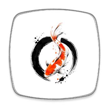 Zen Koi Ink Circle - Viereckiger Kühlschrankmagnet - Weiß - Vorne