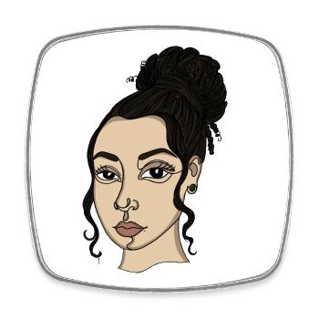 Portrait Style Bun Nose Piercing - Square fridge magnet - white - Front