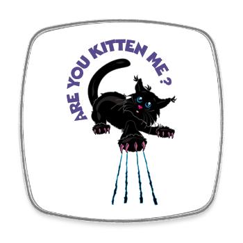 Willst du mich kätzchen? Verspielte Schwarze Katze - Viereckiger Kühlschrankmagnet - Weiß - Vorne