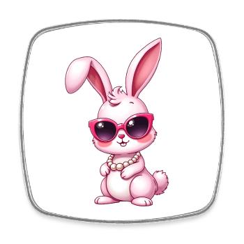 Rabbit - Square fridge magnet - white - Front
