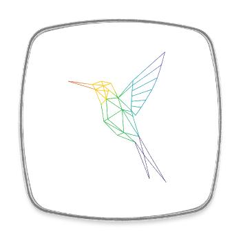 Colibri arc-en-ciel géométrique - Magnet carré - blanc - Devant