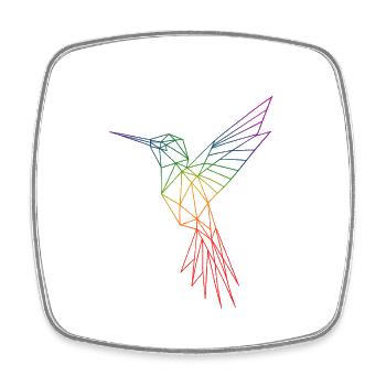 Colibri origami arc-en-ciel - Magnet carré - blanc - Devant