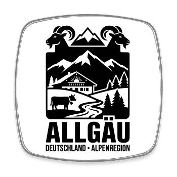 Allgäu Alpenregion Alpen Silhouette - Viereckiger Kühlschrankmagnet - Weiß - Vorne