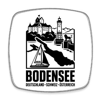 Bodensee Silhouette Wahrzeichen - Viereckiger Kühlschrankmagnet - Weiß - Vorne