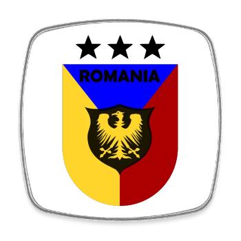 Romania Wappen Dreifarbig Schild - Viereckiger Kühlschrankmagnet - Weiß - Vorne