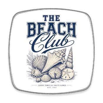 The Beach Club – Vintage Seashell Design - Square fridge magnet - white - Front