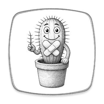Bandaged Whimsical Cactus - Square fridge magnet - white - Front