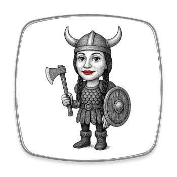 Guerrier Viking aux Lèvres Rouges - Magnet carré - blanc - Devant