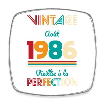 Anniversaire 40 ans - Vintage - Août 1986 - Magnet carré - blanc - Devant