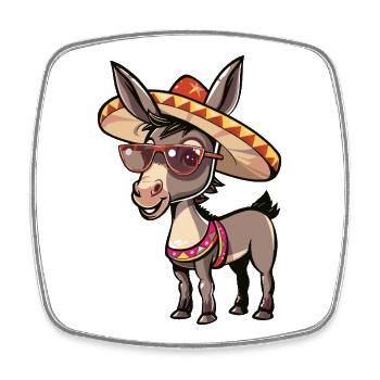 Esel Lustig Sombrero - Viereckiger Kühlschrankmagnet - Weiß - Vorne