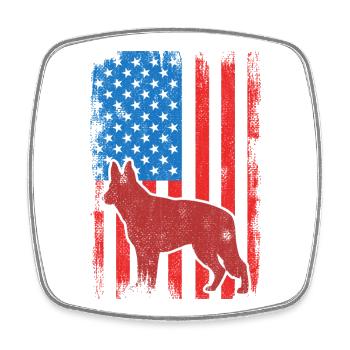 US Patriotischer Schäferhund - Viereckiger Kühlschrankmagnet - Weiß - Vorne