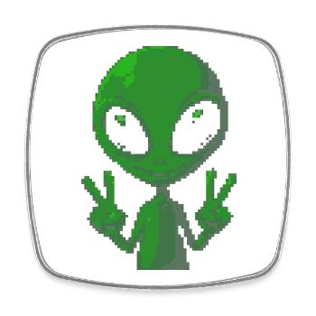 Pixel Alien Peace Sign - Viereckiger Kühlschrankmagnet - Weiß - Vorne