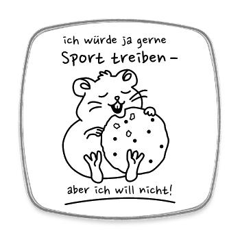 Hamster mit Keks - Viereckiger Kühlschrankmagnet - Weiß - Vorne