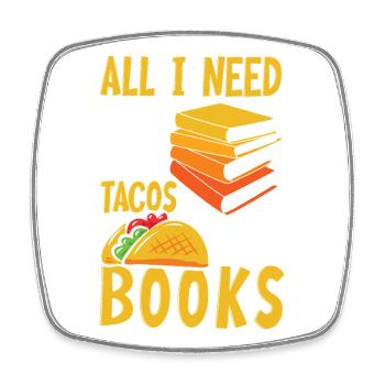 Taco Books Book Lover Bookworm - Square fridge magnet - white - Front