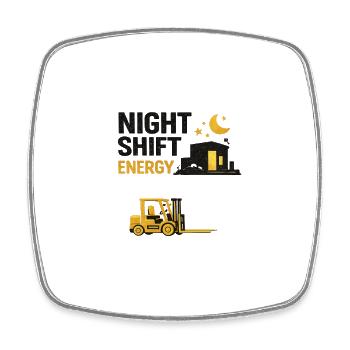 Night Shift Energy City Forklift - Square fridge magnet - white - Front