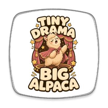 Petit drame Big Alpaga Alpaka - Magnet carré - blanc - Devant