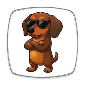Süßer Dackel Cartoon Cool Sonnenbrille Sommer - Viereckiger Kühlschrankmagnet - Weiß - Vorne