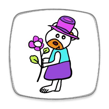 Teddy Teddy Bear Flower Kids Mother's Day Mom - Square fridge magnet - white - Front