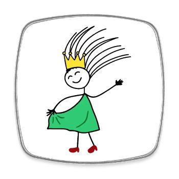 Crowned Joy: Minimal Princess Sketch - Square fridge magnet - white - Front