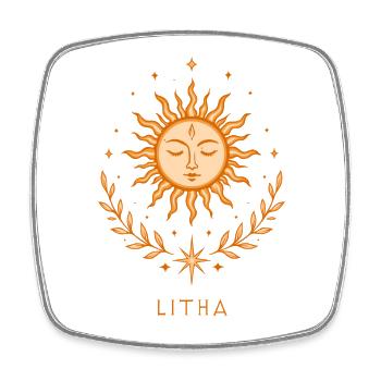 Litha Sonne – Spirituelles Boho Motiv - Viereckiger Kühlschrankmagnet - Weiß - Vorne