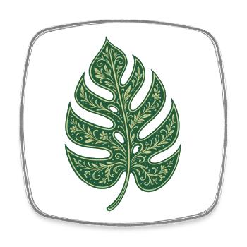 Monstera Blatt – Florales Boho Naturmotiv - Viereckiger Kühlschrankmagnet - Weiß - Vorne