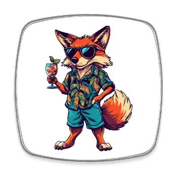 Fuchs Comic Sommer - Viereckiger Kühlschrankmagnet - Weiß - Vorne