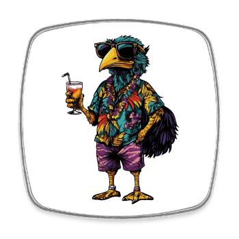 Ostrich Comic Summer - Square fridge magnet - white - Front