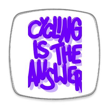 Cycling is the answer purple - Square fridge magnet - white - Front